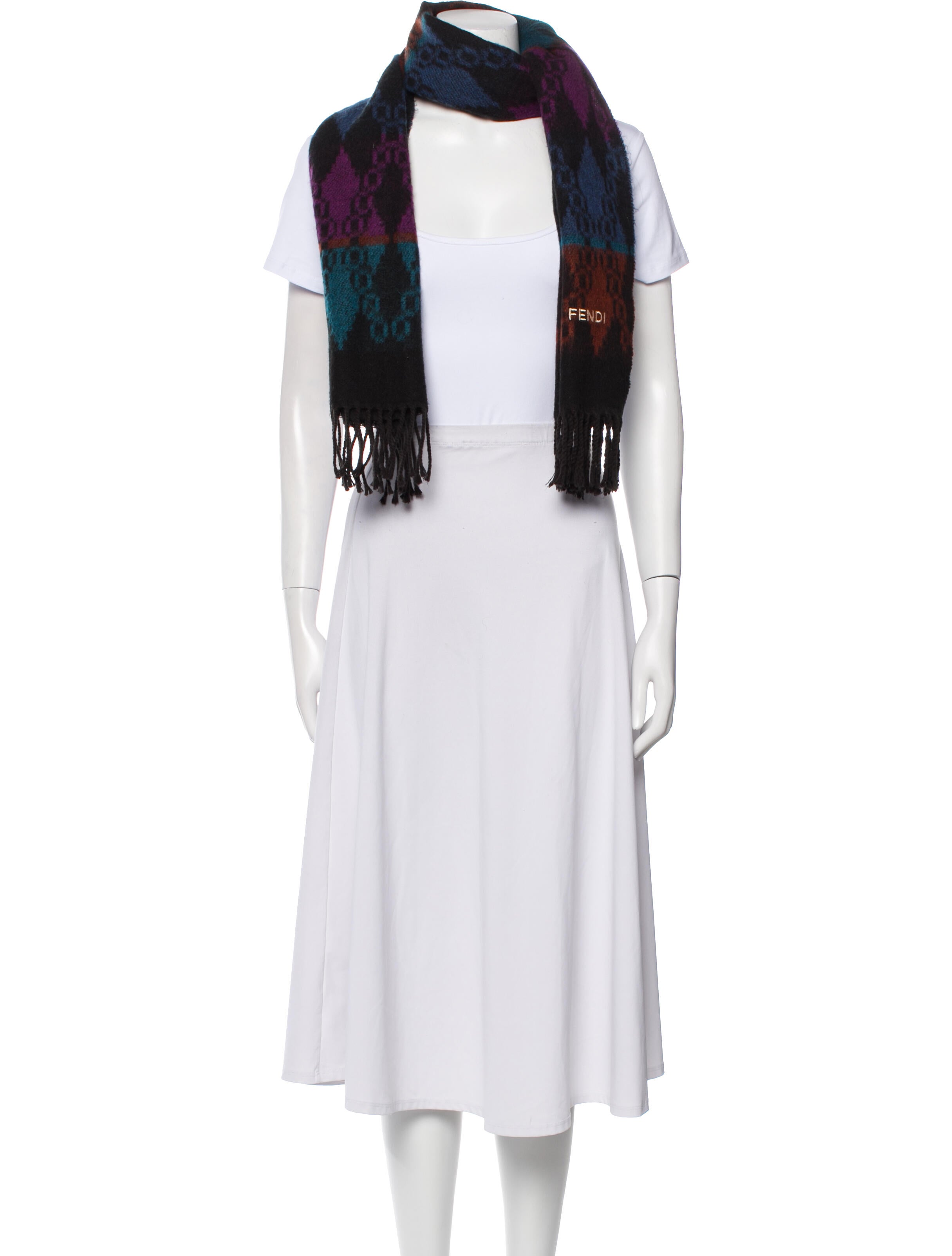 Fendi Wool Zucca FF Logo Scarf